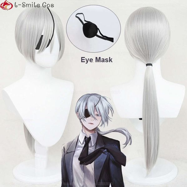 Catsuit Costumes Cosplay Anime tronçonneuse homme Sier gris 70 cm de Long Quanxi résistant à la chaleur cheveux synthétiques fête femmes perruques + bonnet de perruque