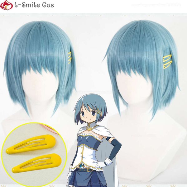 Catsuit Costumes Cosplay Anime Puella Magi Madoka Magica court bleu Miki perruques résistant à la chaleur cheveux Sayaka perruques + bonnet de perruque