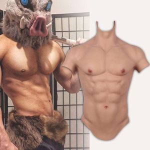 Trajes de catsuit Cosplay traje masculino barriga falsa pecho de los hombres travesti Ho realista silicona músculo simulación Artificial