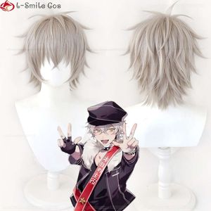 Catsuit Costumes Jeu Ensemble Étoiles ES Ogami Koga Cosplay Gris Cheveux Courts Résistant À La Chaleur Synthétique Halloween Fête Homme Perruques + Bonnet De Perruque