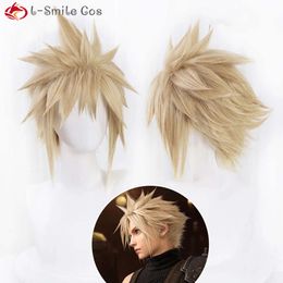 Costumes Catsuit jeu FFVII Cloud Strife Cosplay Final Fantasy cheveux courts en lin perruques en fibres haute température + bonnet de perruque