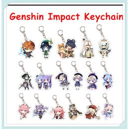 Catsuit kostuums spel Genshin Impact Yae Miko Xiao Keqing Klee Qiqi Zhongli Ningguang Gnayu Tartaglia sleutelhanger accessoires cosplay cartoon badge