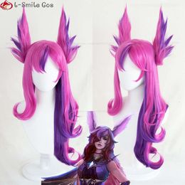 Catsuit Costumes jeu LOL Cosplay Star Guardian Xayah 65 cm de Long Xaya courbe résistant à la chaleur cheveux fête femme perruques + bonnet de perruque gratuit