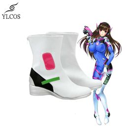 Costumes Catsuit jeu OW D.VA, chaussures de Cosplay, bottes blanches de fête fantaisie, sur mesure