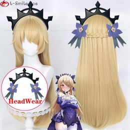 Catsuit Costumes Genshin Impact perruque 80 cm de Long jaune doré tresse cheveux chapeaux épingle à cheveux Cosplay Ein Immernachtstraum Fischl perruques