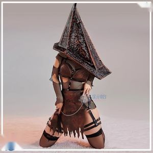 Costumes Catsuit Costumes d'Halloween pour femmes Jeu de film Silent Hill Cosplay Tête de pyramide Costume en cuir sexy Filets Hauts Jupes Colliers Ensemble de chaînes