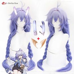 Costumes Catsuit High Quality 80cm Game Honkai: Star Rail Baulu Cosplay Wig Gradient Purple Lolita Respirant Hair Anime Wigs