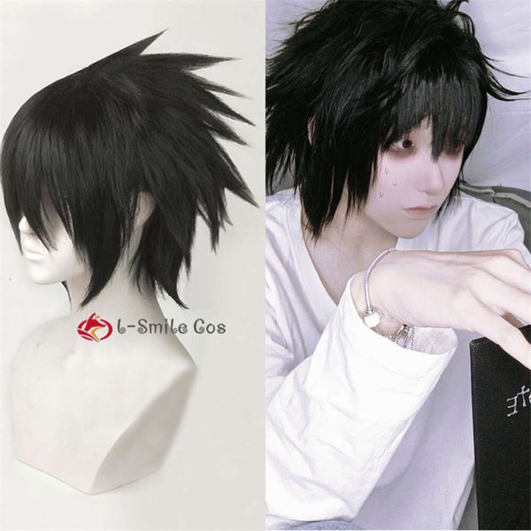 Catsuit Kostuums Hoge Kwaliteit Anime Death Note L Cos Heren L.lawliet Hittebestendige Pelucas Cosplay Kostuum Haar + Pruik Cap