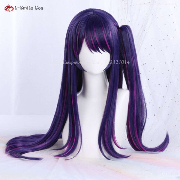 Disfraces de catsuit Alta calidad Hoshino Ai Anime Oshi No Ko Cosplay Púrpura Resaltado Rosa Rosa Peluca Headwear Fiesta de pelo resistente al calor