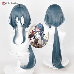 Costumes Catsuit Honkai: Star Rail Natasha Cosplay 80 cm/85 cm de Long gris foncé bleu Anime résistant à la chaleur cheveux partie jeu de rôle perruques + bonnet de perruque