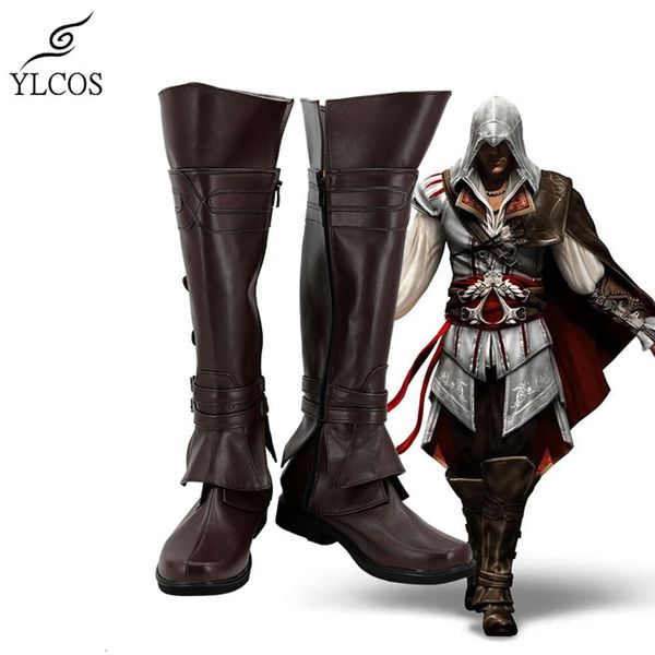 Disfraces de Catsuit, juego caliente Assassin Ezio Auditore, botas de Cosplay, fiesta de Halloween, zapatos hechos a medida para Unisex