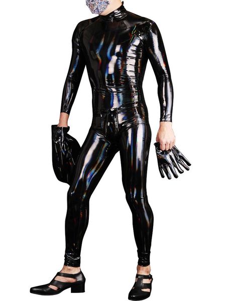 Catsuit Costumes Laser Wet Look PVC Catsuit Brillant PU En Cuir Body Collants Cosplay Zentai Bodystocking Chaud Shapers Corps Sexy Combinaison Justaucorps