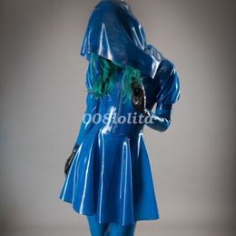 Catsuit-kostuums Latex Gummi Nachtclub Hot Rok met capuchon Fancy Ball Suit Maat XS-XXL
