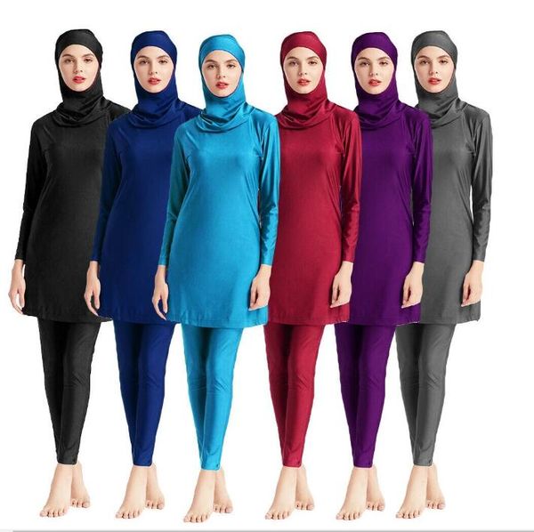Catsuit Costumes Femmes Musulmanes Maillots De Bain Modest Burkini Couverture Complète Bikini Maillot De Bain Beachwear Maillot De Bain Islamique Hijab Maillots De Bain