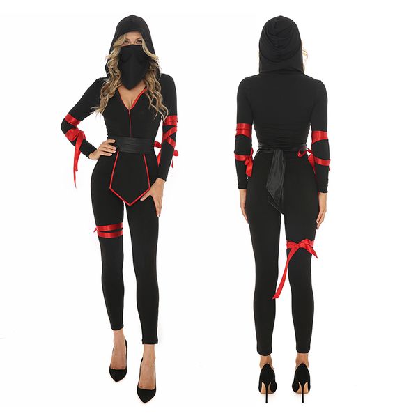 Disfraces de Catsuit Ninja Samurai Cosplay Anime Fantasia Disfraces de Halloween para Mujeres Disfraz Sexy Adulto Guerrero Monos Catsuit Vestidos de Fiesta