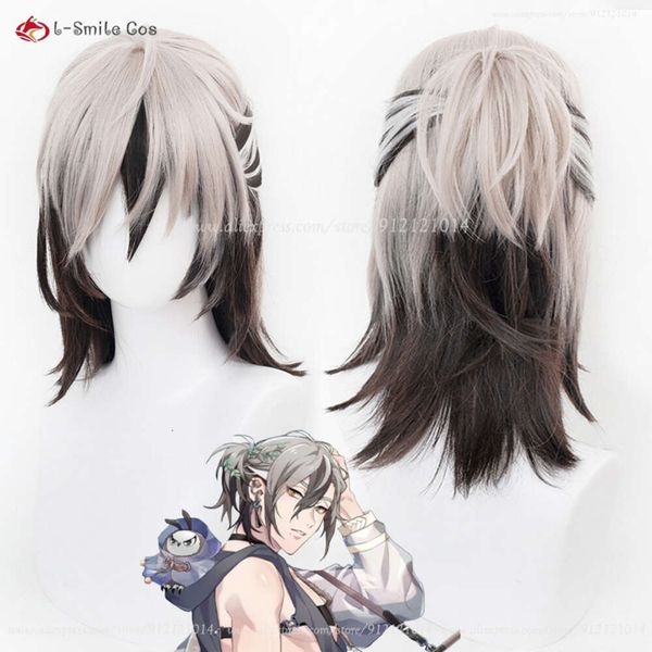 Costumes Catsuit Nu: carnaval Rei Cosplay gris marron avec queue de cheval, cheveux synthétiques résistants à la chaleur, perruques de fête Anime + bonnet de perruque