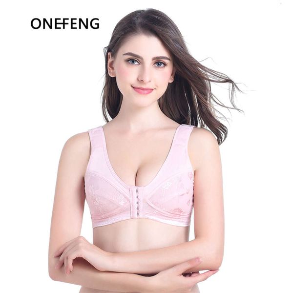 Disfraces de catsuit ONEFENG 6013 Formas de venta caliente Sujetador de mastectomía Cierre frontal diseñado con bolsillos para implantes mamarios