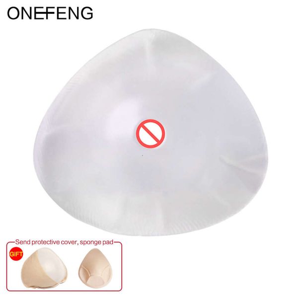 Disfraces de catsuit ONEFENG Forma triangular 150-1000 g / pc Forma de silicona Mujer Falso Boob Prótesis de mama artificial Tetas para mastectomía