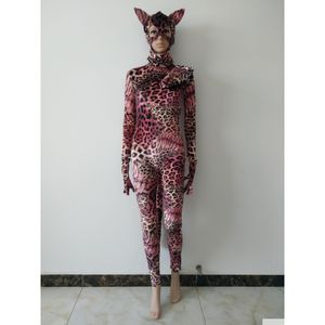 Catsuit-kostuums Rode Tijger Halloween Cosplaykostuum Fancy Jumpsuit Fl-bodysuit voor kinderen Adts kan afneembaar masker Handschoenen Foot Drop De Dhyiu