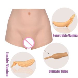 Disfraces de catsuit Shemale Vagina Bragas de silicona Penetrable Coño falso con tubo para orinar Transgénero Crossdrsser
