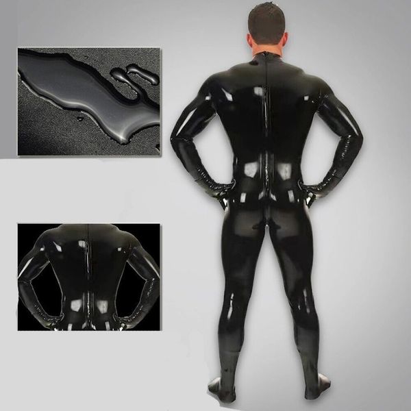 Costumes de Catsuit combinaison de Catsuit en Latex brillant d'ammoniac avec gant à capuche et chaussettes fermeture éclair body complet sauts