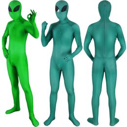 Catsuit-kostuums Unisex Kinderen Volwassen ET Alien Cosplay Kostuum Zentai Bodysuit Pak Jumpsuits Halloween Prop