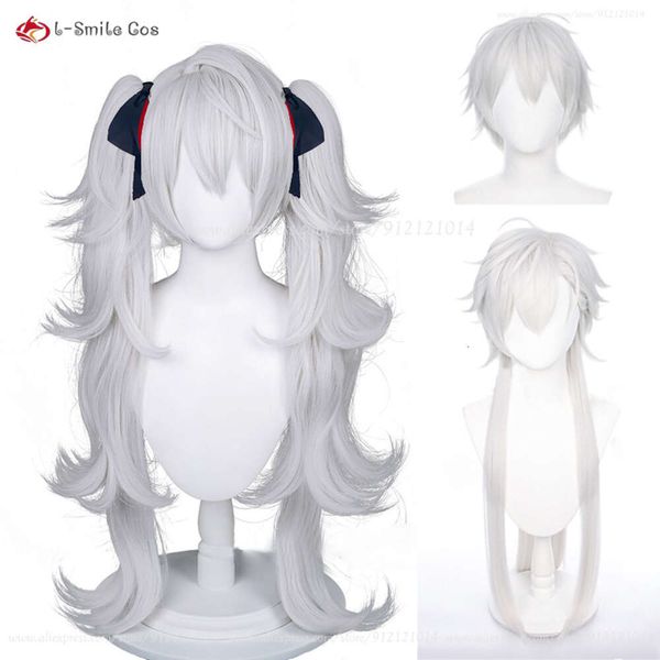 Catsuit Costumes Vtuber unisexe Cosplay Sier gris Double queue de cheval femme Kuzuha résistant à la chaleur cheveux fête perruques + bonnet de perruque