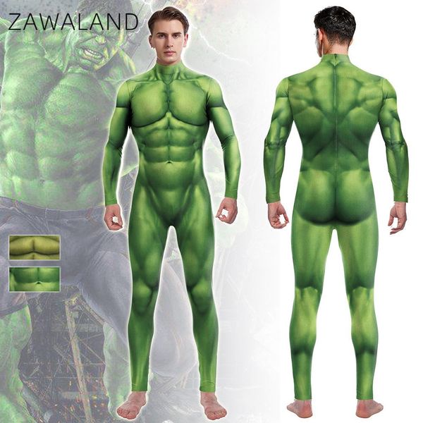 Zawaland super-héros imprimé Cosplay Costume à manches longues Spandex body Halloween fête carnaval Catsuit Zentai Muscle Costume