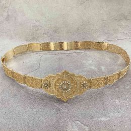 Kaukasische etnische mantel riem vrouwen taille ketting verstelbare lengte kristal gouden bruiloft sieraden gift