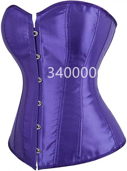 Caudatus Purple Corset Top for Women Bustiers Overbust Satin Sexy Lace Up Corselet Brocade Estilo vintage Korsett Plus Tamaño