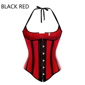 Caudatus Sexy Zwart en Rode korsetten en Bustiers Stripe Underbust Corset Bustier Baskische korsetten Korsett voor Vrouwen Sexy Lingerie