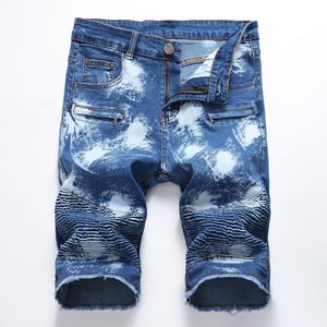 Causal Men Distressed Ripped Denim Shorts Jeans Skinny Slim Fit Summer Stretch Denim Hip Hop Streetwear