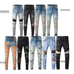 Causale mannen jeans nieuwe modeheren stylist zwart blauw skinny gescheurde vernietigde stretch slank fit hiphop broek 28-40 topkwaliteit