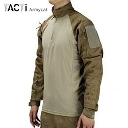 Causal Hombres Camisas tácticas militares Jersey de manga larga Camisa con cremallera Caza al aire libre Senderismo Ropa de entrenamiento del ejército Tallas grandes 4XL 240223
