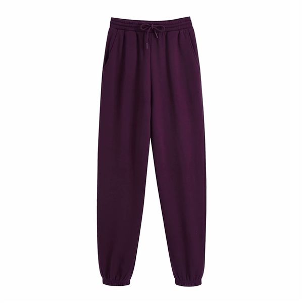 Casual Femmes Sport Pantalon droit Mode Dames Taille élastique Pantalon Streetwear Femelle Chic Solide Violet Long Pantalon 210427