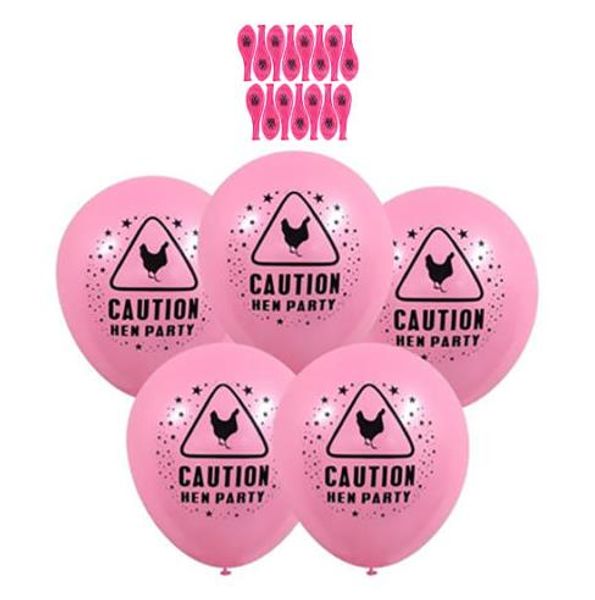Attention partie de poule imprimé ballons roses accessoires de décoration mariée pour être Bachelorette poule nuit carnaval déguisement ballon en latex cadeau
