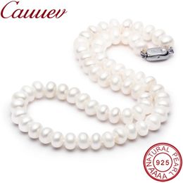 Cauuev prix incroyable AAAA haute qualité collier de perles d'eau douce naturelles pour les femmes 3 couleurs 8-9mm perle bijoux pendentifs cadeau 240305