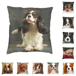 Cavalier King Charles Spaniel Couvercle d'oreiller de luxe Home Decorative Dog Animal Cushions pour canapé Coussin de chaise imprimée double face