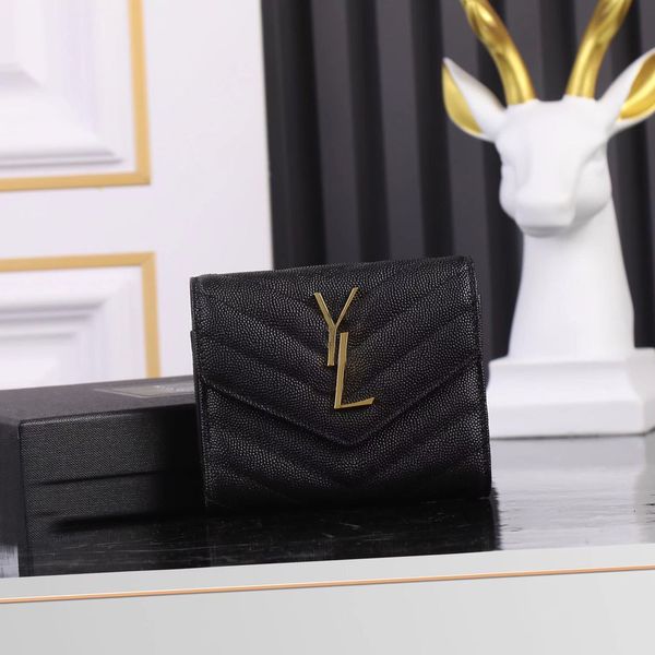 Caviar Porte-cartes en cuir véritable Portefeuille de luxe Designer Enveloppe Sac à main Messager Sac à monnaie carré Porte-passeport pour femme Mode Tout va avec élégance