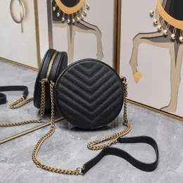 Kaviaarleer Designer Schoudertas Vinyle Leuke Mini Ronde Tassen Dames Crossbody Tas Klassieke Handtassen Met Keten Flap Mode Crossbody Portemonnee Vintage Luxe Handtas