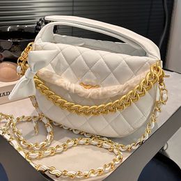 Caviar en cuir portable Portable Designer Bow Decoration Handbag Grand Bracelet Perle Sac fourre-tout Round Gol