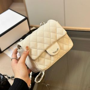 Caviar Leather Women Designer Mini Classic Flap Bag Quilted Gold/Silver Metal Hardware Matelasse Chain Diamond 17x13cm Purse Schouder Schouder Cross Body Schouder Handtas