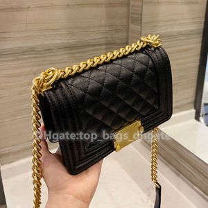 Caviar Square Grained Diseñador Mini Flap Bolsos de hombro Vintage Classic Becerro GHW Bolso de cuero Cadena entrelazada Crossbody Women Luxury Bols