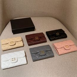 Caviar portefeuille femme monnaie porte-monnaie designer titulaires de carte de luxe portefeuilles femelles card coque mini sac à main fashion pochette 6 couleurs sac de pièces avec boîte