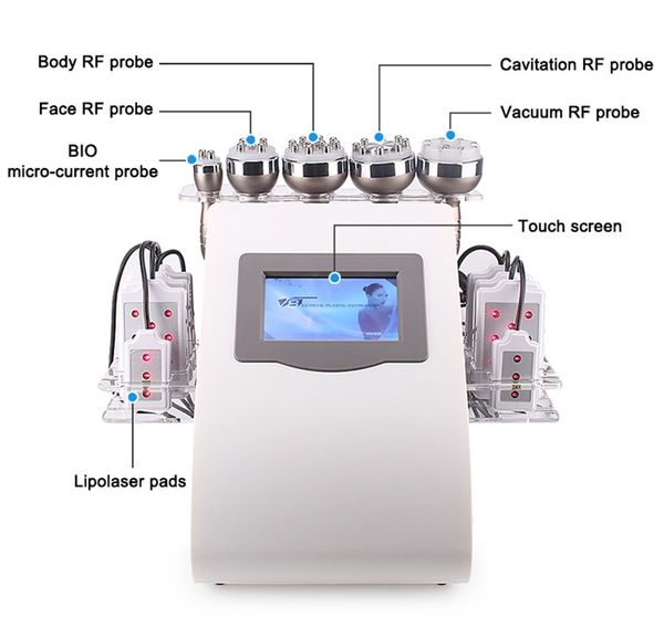 Cavitation RF Vacuum Slimming Lipo Slim Double longueur d'onde 650 nm Machine de beauté laser laser