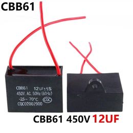 Condensateur de démarrage de ventilateur CBB61 450VAC 12UF longueur de câble 10cm avec line324h