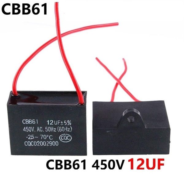 CBB61 450VAC 12UF condensateur de démarrage du ventilateur longueur du fil 10cm avec line231g