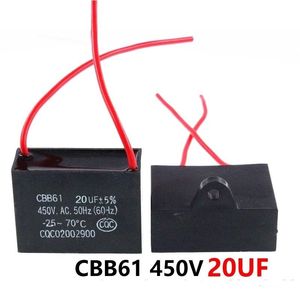Condensateur de démarrage de ventilateur CBB61 450VAC 20UF longueur de câble 10cm avec ligne