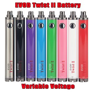 1600mAh evod twist ii 2 vv tension variable 3.2v-4.8v batterie de stylo vape 510 filetage ego pour kit d'atomiseur mt3 emow mega