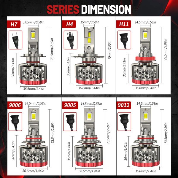 CBPZYUY H4 H7 LED LED 2000000LM 6000K 1800W H8 H9 H11 9005 9006 HB3 HB4 Lámpara de tubo de cobre doble 12 V 24 V Luz de automóvil